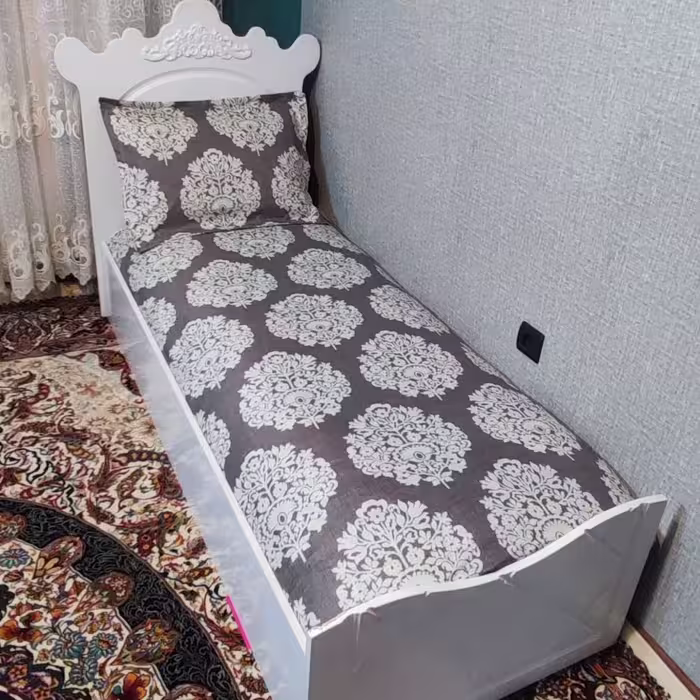 ملحفه دورکش یکنفره طرح  گلدار زمینه طوسی