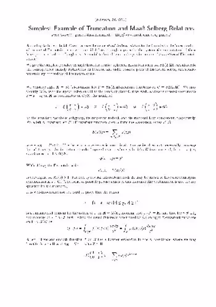 خرید و دانلود نسخه کامل کتاب Simplest Example of Truncation and Maab-Selberg Relations