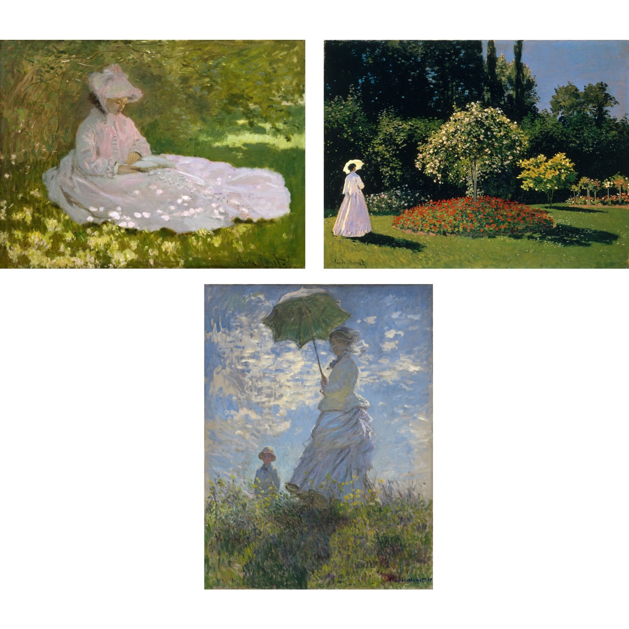 تابلو شاسی چاپ سی طرح آثار کلود مونه مجموعه 3 عددی