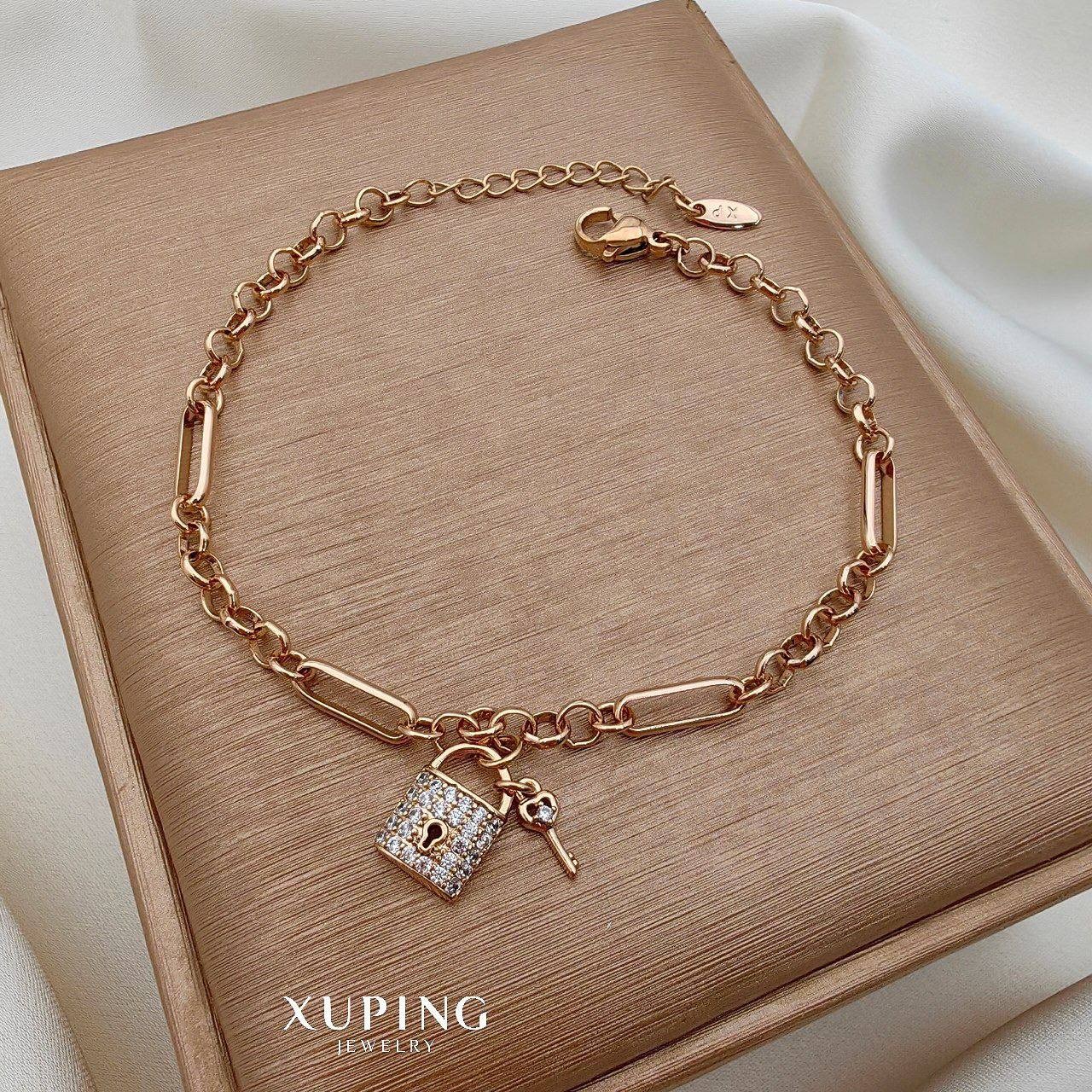 دستبند ژوپینگ طرح قفل با آبکاری طلا رنگ ثابت