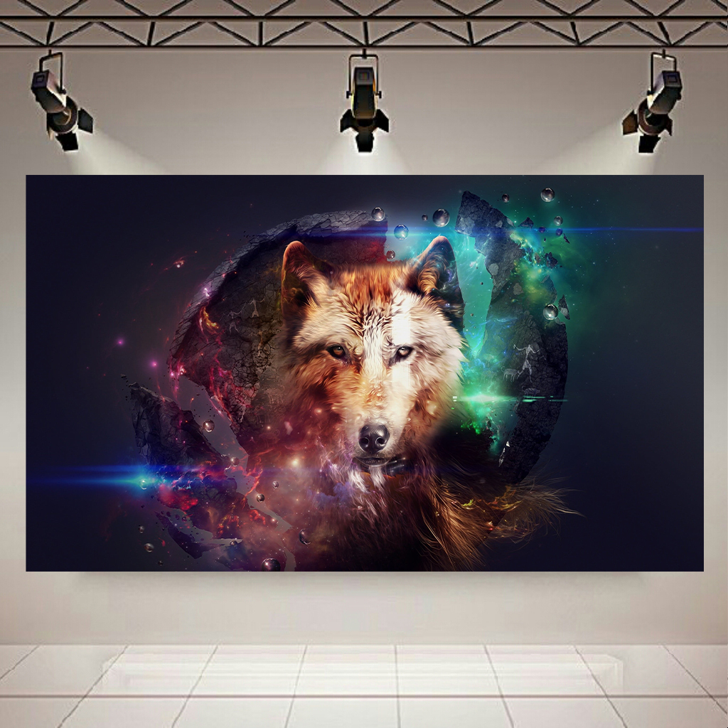 تابلو بوم طرح کهکشان و گرگ کد AR6440