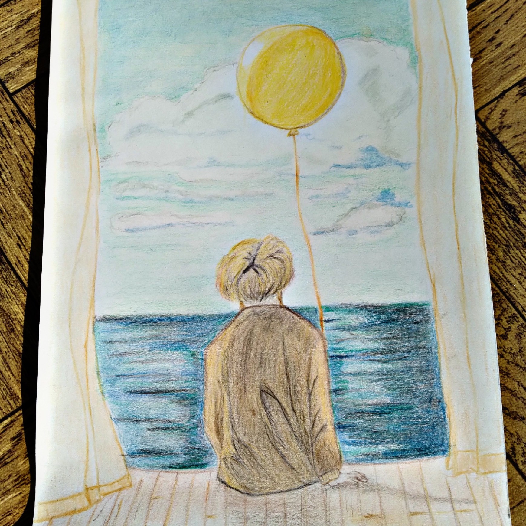 نقاشی سرندیپیتی جیمین مدادرنگی سایز 20در 12