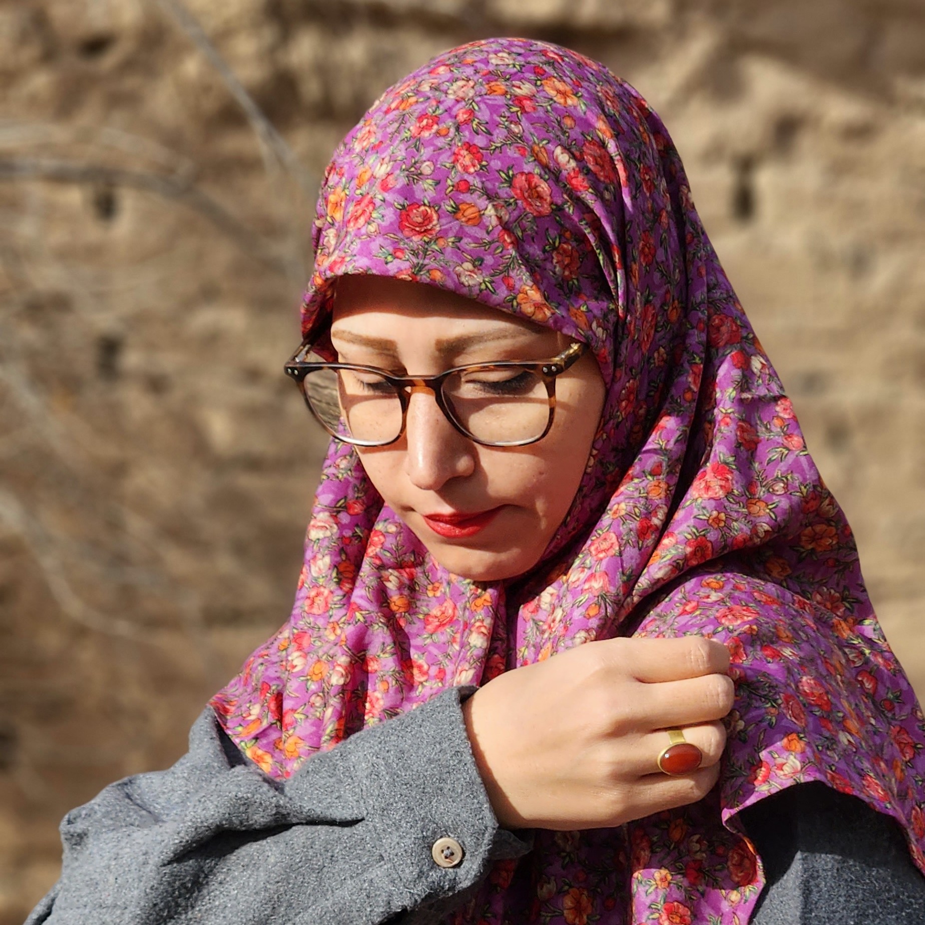 روسری نخی گلدار قواره 110