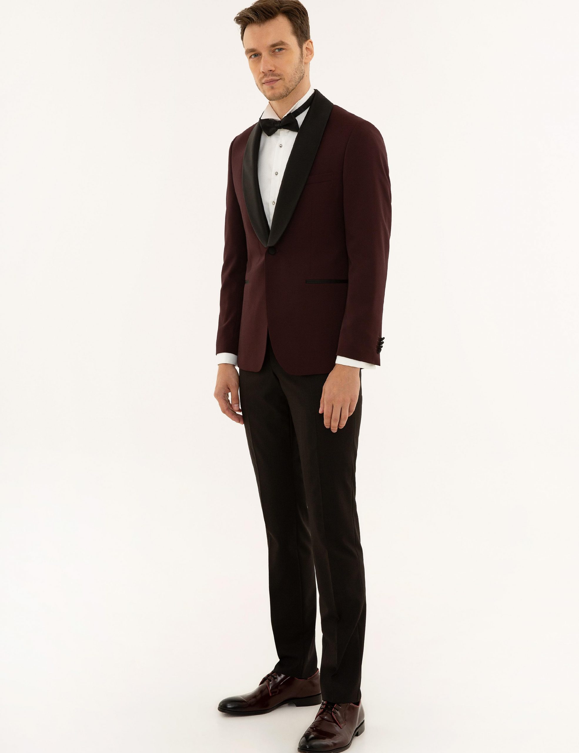 کت و شلوار مردانه زرشکی کاشارل