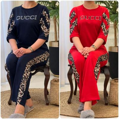 ست تیشرت شلوار زنانه ست راحتی ست خونگی نوار پلنگی