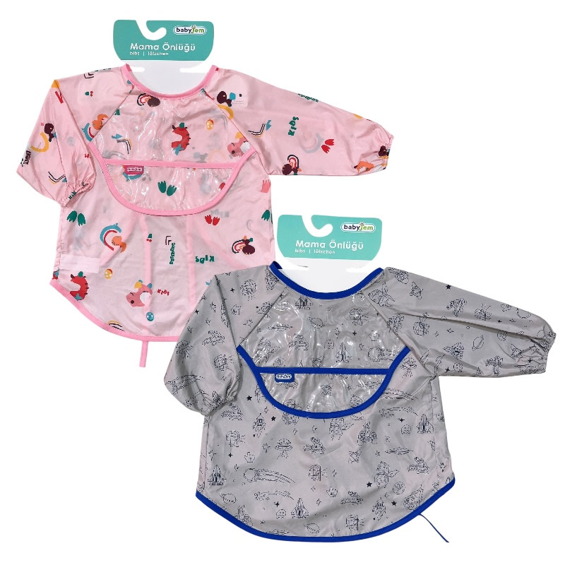 پیشبند آستین دار مشمایی کاسه دار کودک کد BJ2 بیبی جم Baby Jem