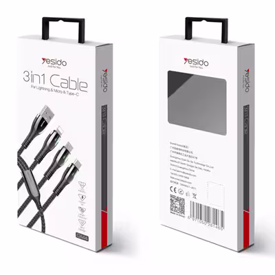 کابل تبدیل USB به لایتنینگ/USB-C/microUSB یسیدو مدل CA44 طول 1.3 متر
