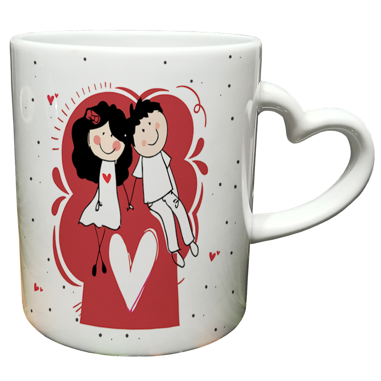 ماگ مدل دسته قلبی طرح عاشقانه کد 46