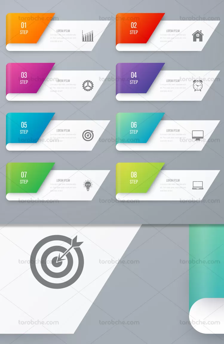 وکتور دکمه های شماره گذاری محتوا | گرافیک با طعم تربچه