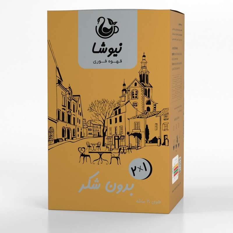 کافه میکس 2در 1 بدون شکر نیوشا (قهوه فوری) 20 عددی  ساشه مدادی