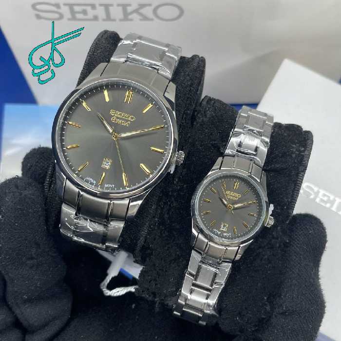 خرید ست ساعت كلاسيك زنانه و مردانه سيكو گرند موتور ژاپن کیفیت عالی رنگ ثابت کد 2116715 - ردگل