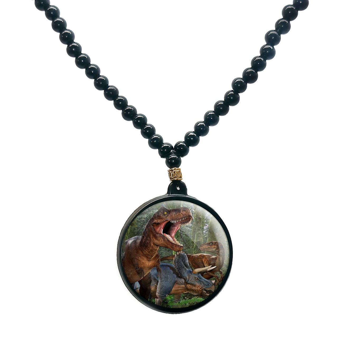 گردنبند پرمانه طرح دایناسور ها کد pmd.23373 مدل دو طرفه