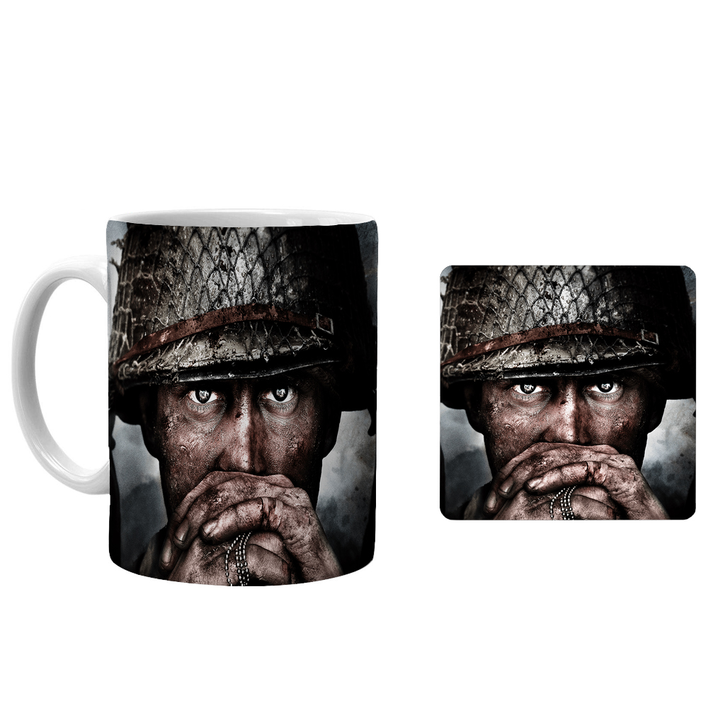 ماگ طرح call of duty کد xc13 به همراه زیرلیوانی 