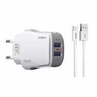 شارژر دیواری موکسوم مدل MX-HC70 به همراه کابل تبدیل Micro USB