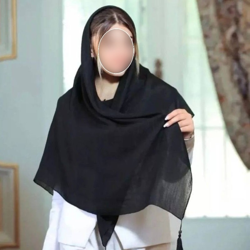 روسری روزمره مشکی نخی اسلپ مناسب محرم و صفر