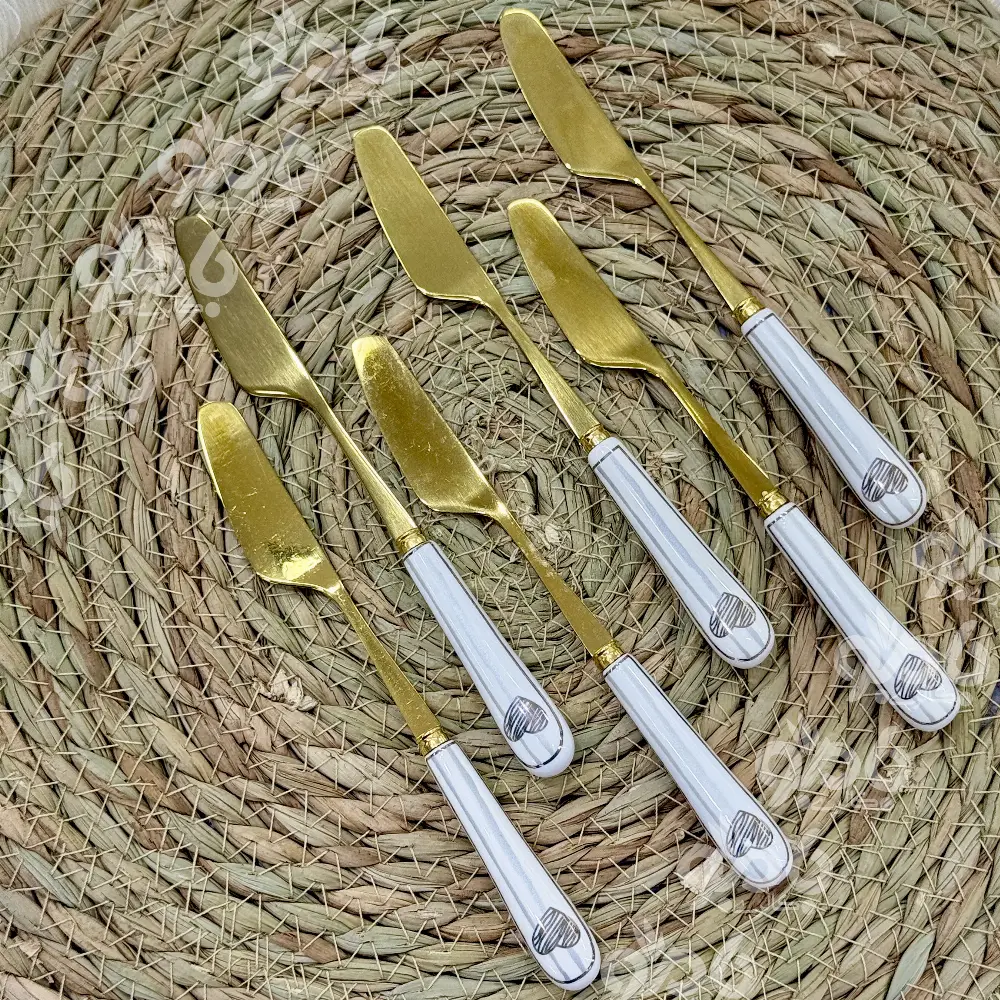 سرامیک قلبی سفید طلایی کارد کره