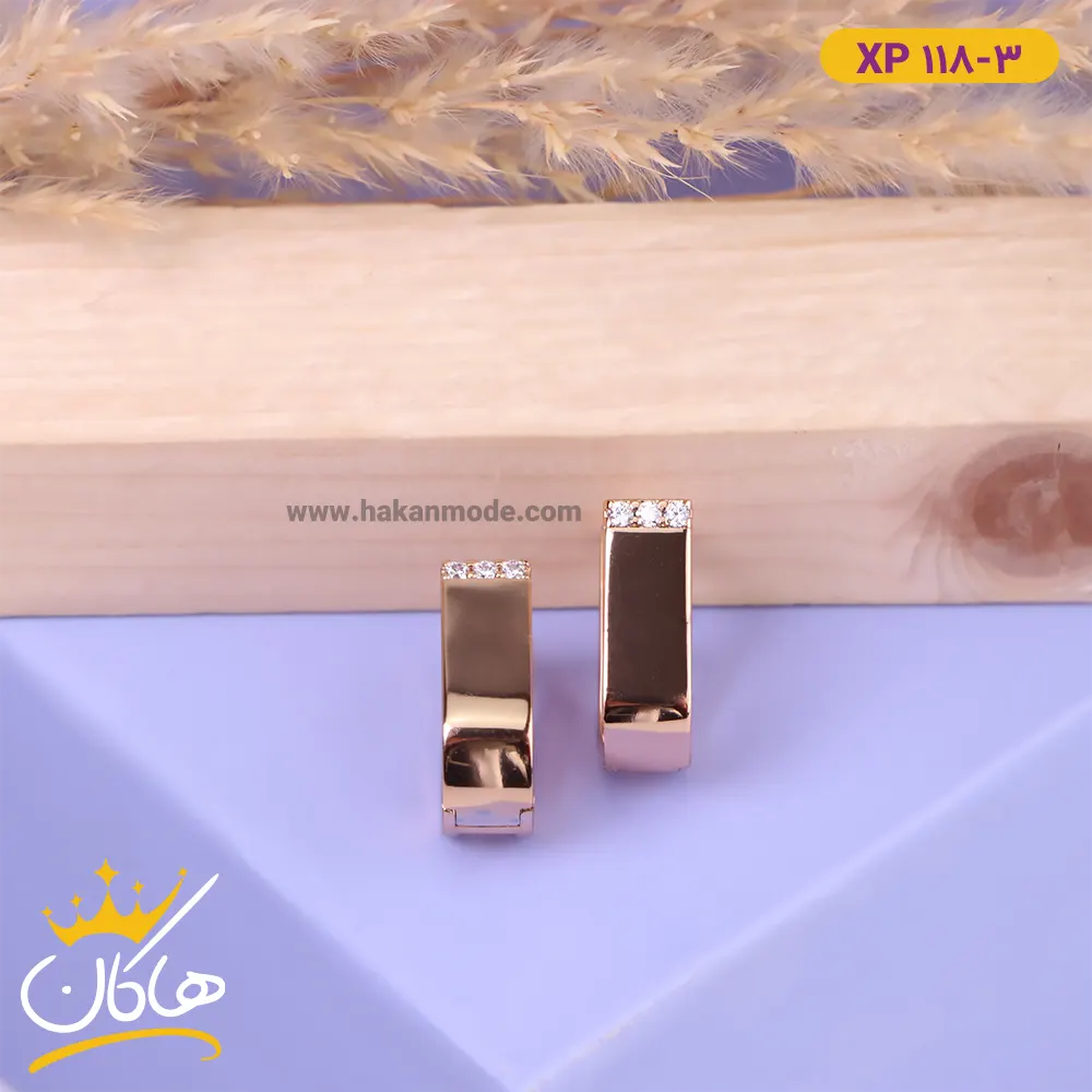 گوشواره استیل زنانه کلیپسی طلایی | xp118/3