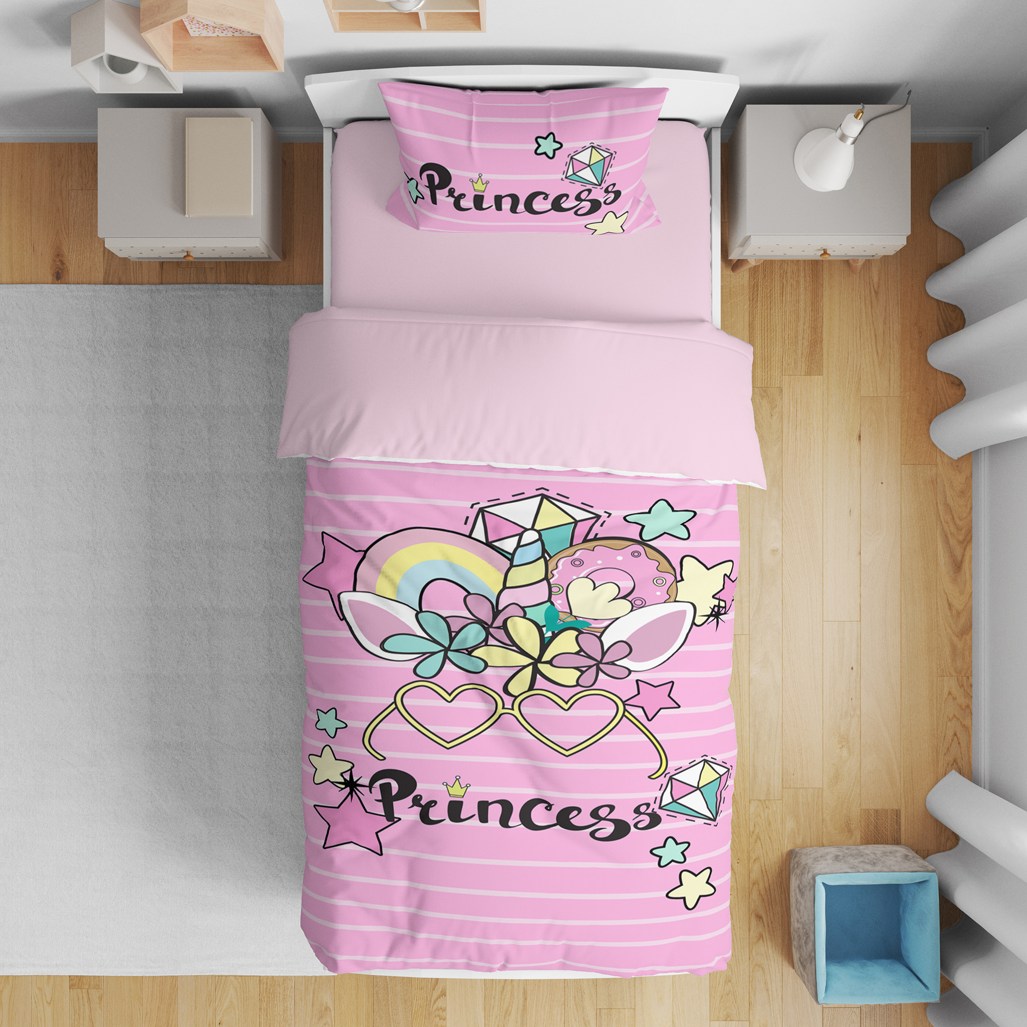 سرویس روتختی مدل اسب تکشاخ کد 4632 تک نفره 5 تکه