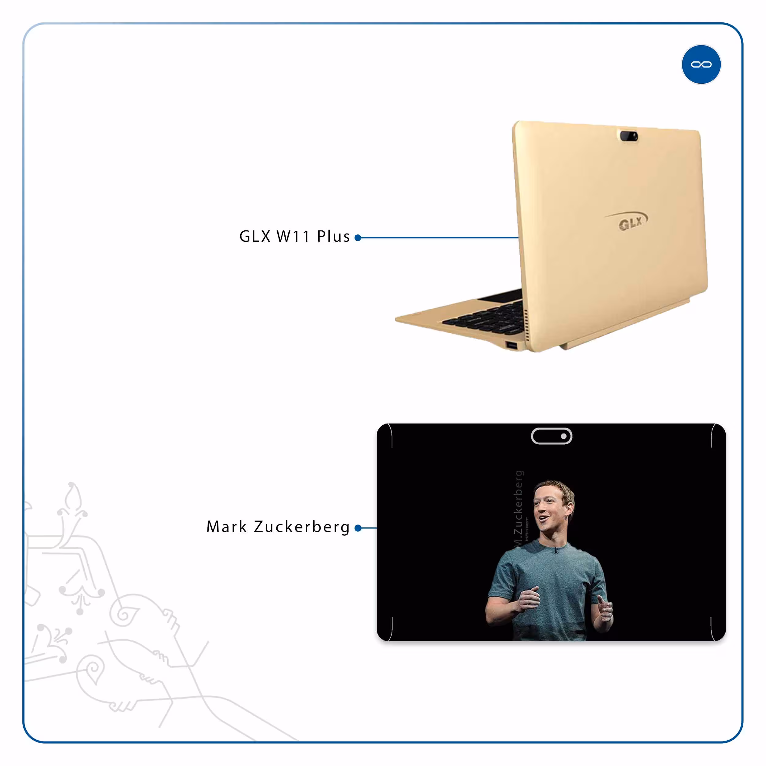 برچسب پوششی ماهوت مدل Mark Zuckerberg مناسب برای تبلت جی ال ایکس W11 Plus