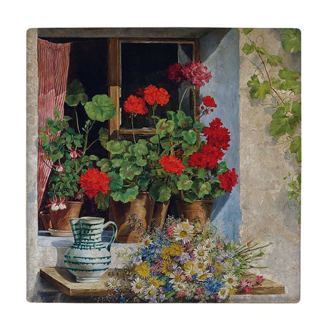  کاشی کارنیلا طرح گلدان های شمعدانی کد wkk3298