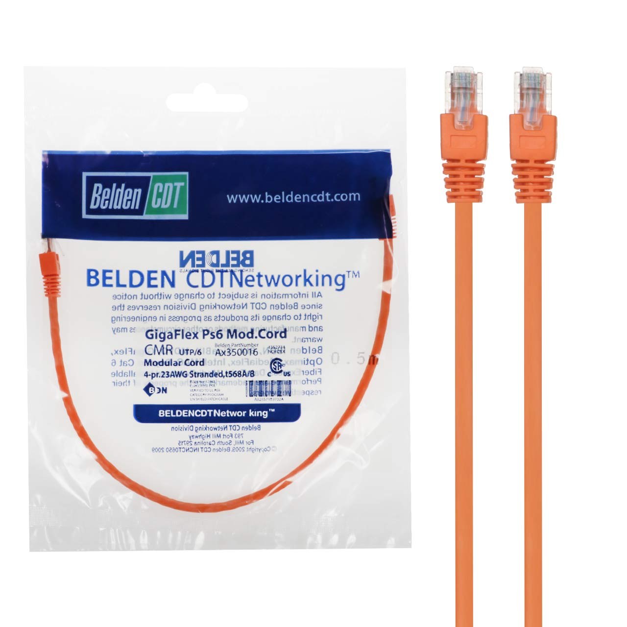کابل شبکه 05 متری BELDEN مدل CAT6 - نارنجی