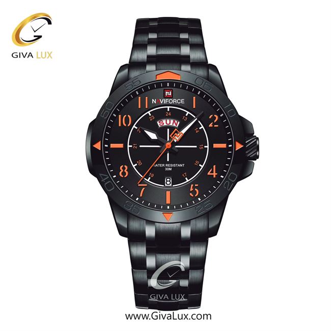 ساعت مچی مردانه بند فلزی مشکی ناوی فورس (نیوی فورس) کد NF9204-B/O/B