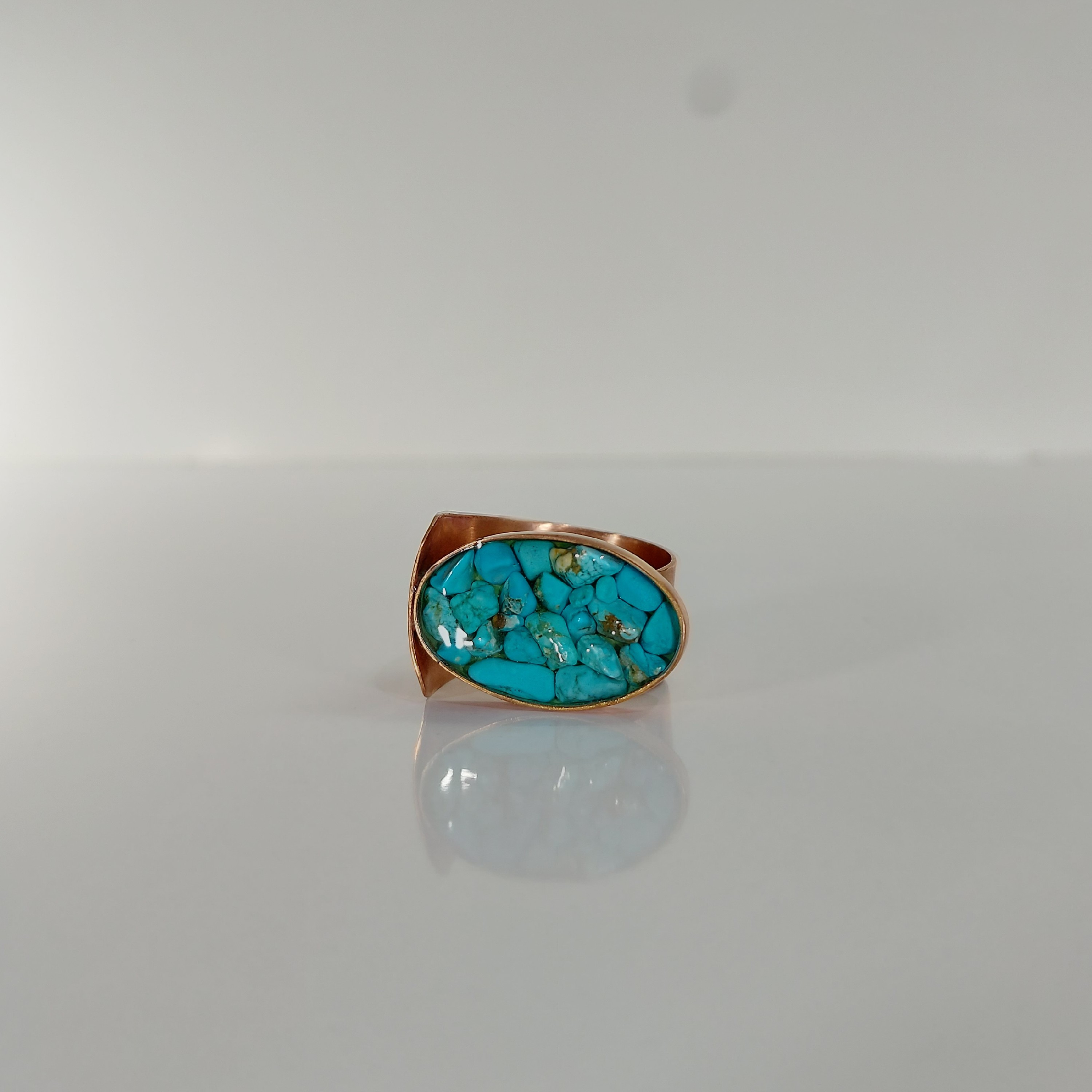 انگشتر مردانه فیروزه جنس مس کار شده با رزین اپوکسی انگشتر فیروزه انگشتر مس 