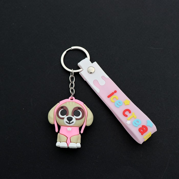 جاکلیدی و آویز کیف سیلیکونی سگ نگهبان صورتی 32774