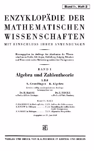 خرید و دانلود نسخه کامل کتاب Encyclopaedie der mathematischen Wissenschaften und Anwendungen. Algebra und Zahlentheorie