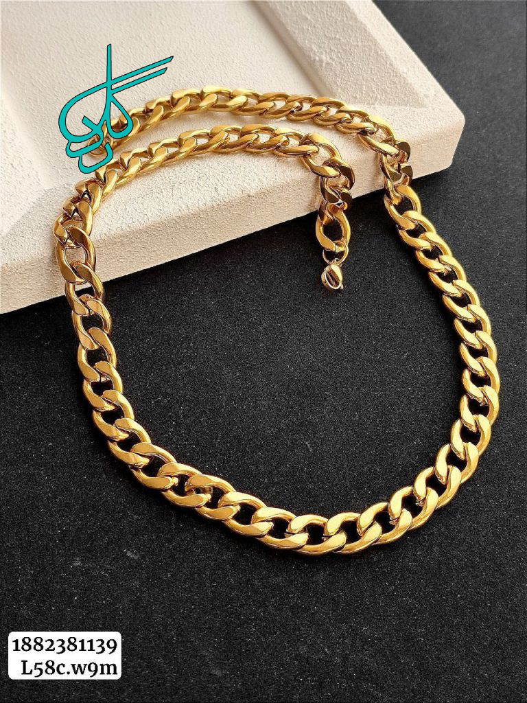 خرید گردنبند استیل کارتیر کیفیت عالی رنگ ثابت طول 58 سانتیمتر پهنای 9 میلیمتر کد 1515732 - ردگل