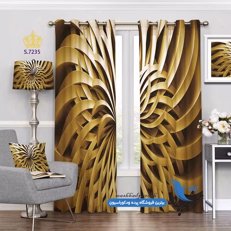 پرده پانچ مدرن طرح اشکال موج دار کد s-7235