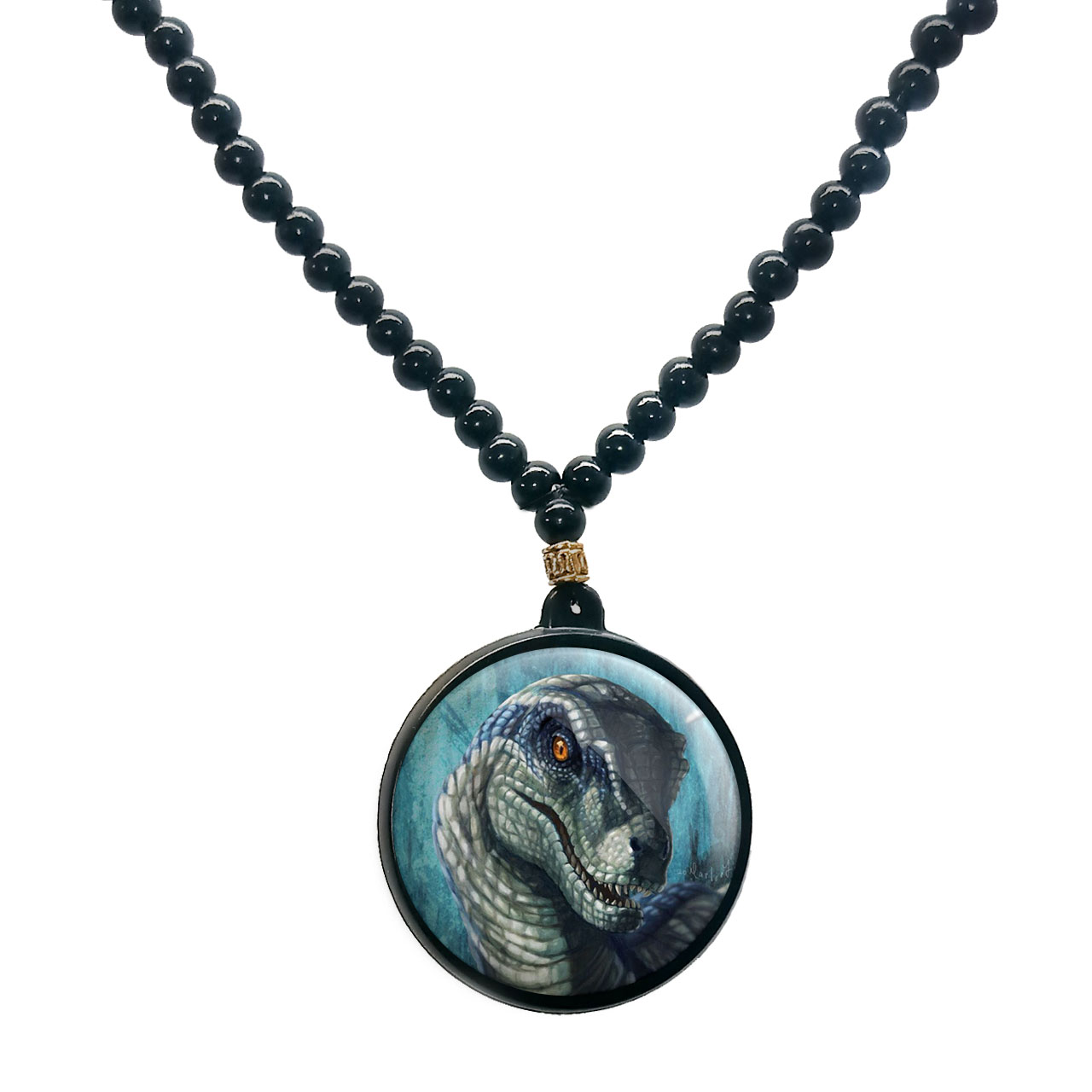 گردنبند پرمانه طرح دایناسور ها کد pmd.23366 مدل دو طرفه