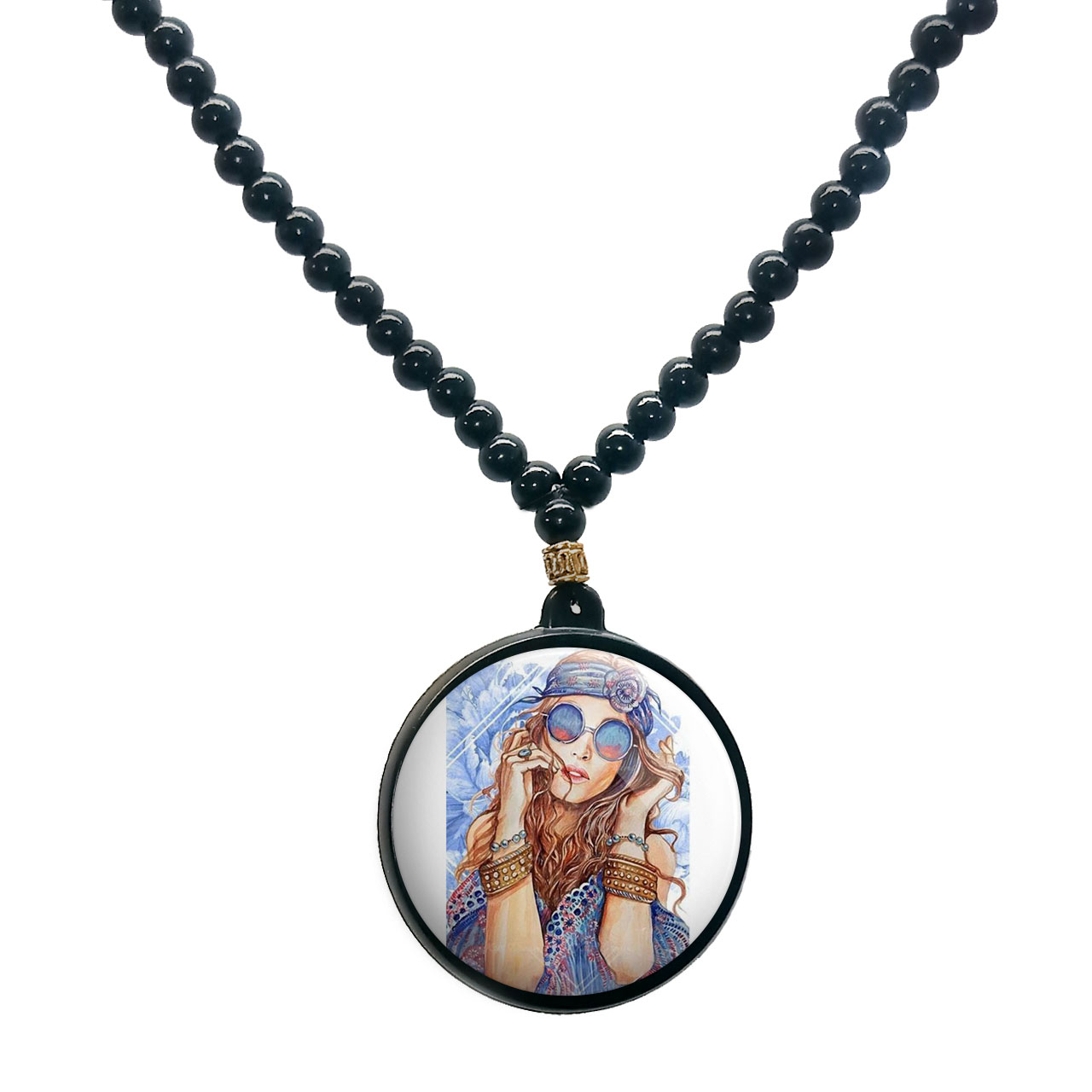 گردنبند پرمانه طرح دخترونه کد pmd.4521 مدل دو طرفه