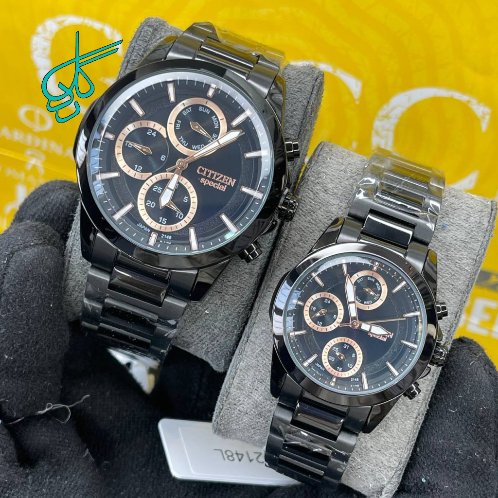 خرید ست ساعت زنانه و مردانه سیتیزن اسپشیال موتور ژاپن کیفیت عالی سه موتور فعال جنس استیل رنگ ثابت کد 2116164 - ردگل