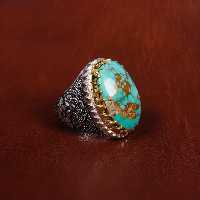 انگشتر فیروزه شجری مردانه کد 17218 - جواهری مشاهیر