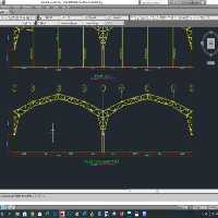 خرید و دانلود نقشه‌ها و محاسبات سوله خرپای قوسی با ستون بتنی – طراحی سوله معدن با دهانه 40 متری