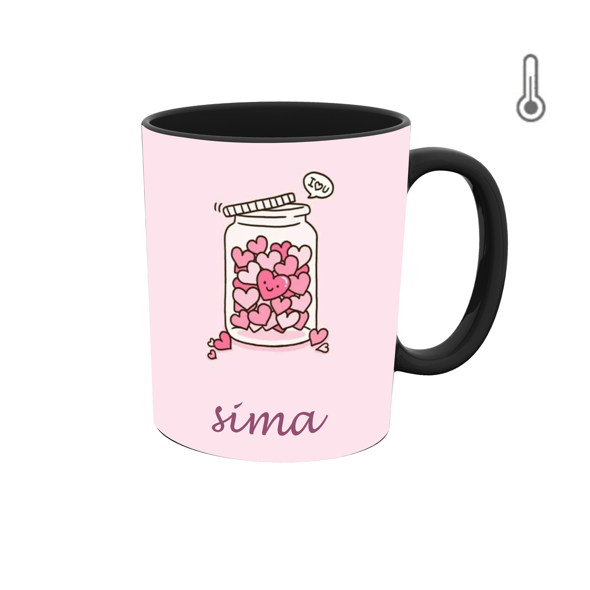 ماگ حرارتی طرح اسم سیما مدل قلب 