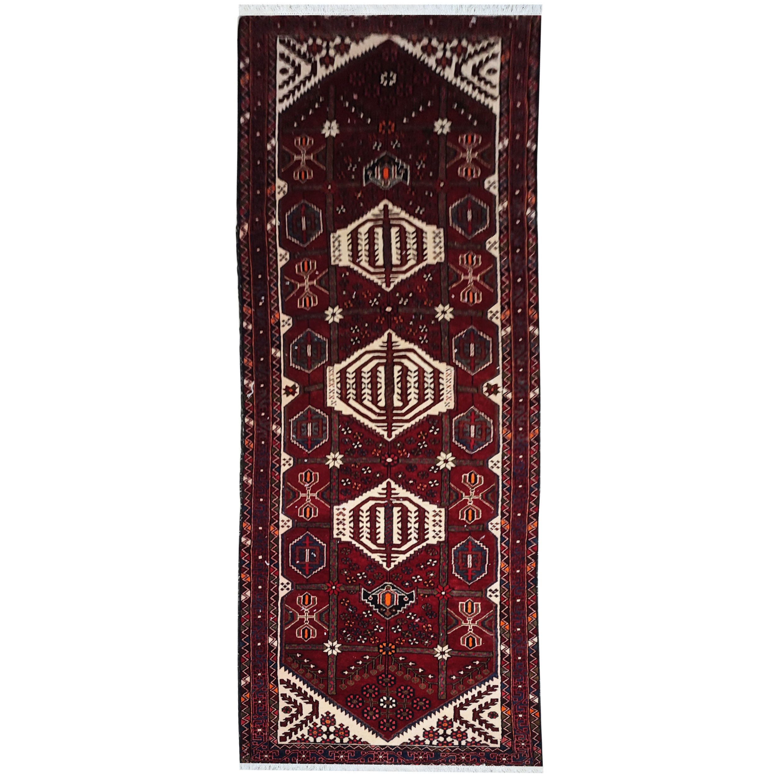 فرش قدیمی دستبافت کناره طول سه متری مدل MG187