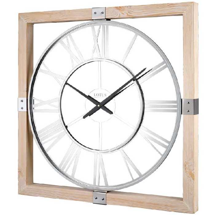 ساعت ديواری چوب_فلز لوتوس کد محصول: WM-19026-VICTOR-WHITE/SIVER