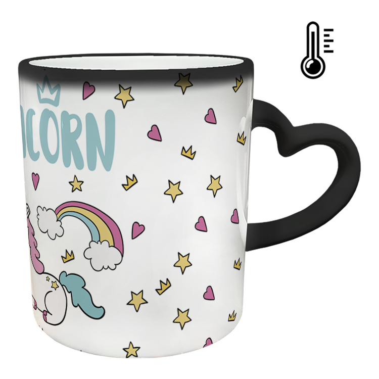 ماگ حرارتی مدل دسته قلبی طرح یونیکورن کد 9