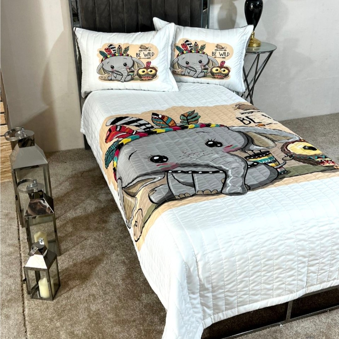 روتختی یک نفره چاپ دیجیتال سه بعدی سه تکه فیل(ضمانت پرز ورنگ)