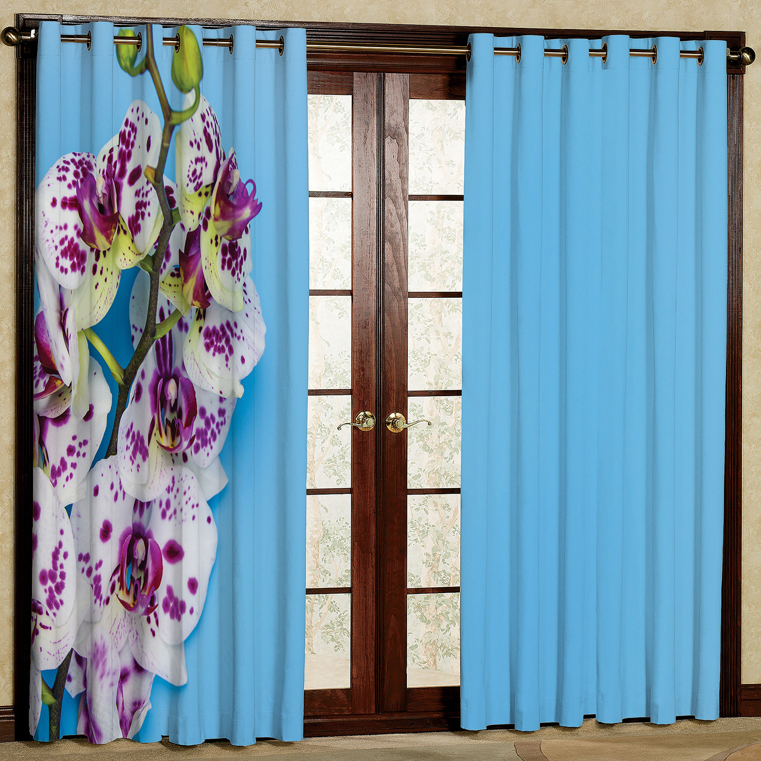 پرده مدل گل ارکیده مخمل پانچی کد 2419 سایز 200x140 سانتی متر