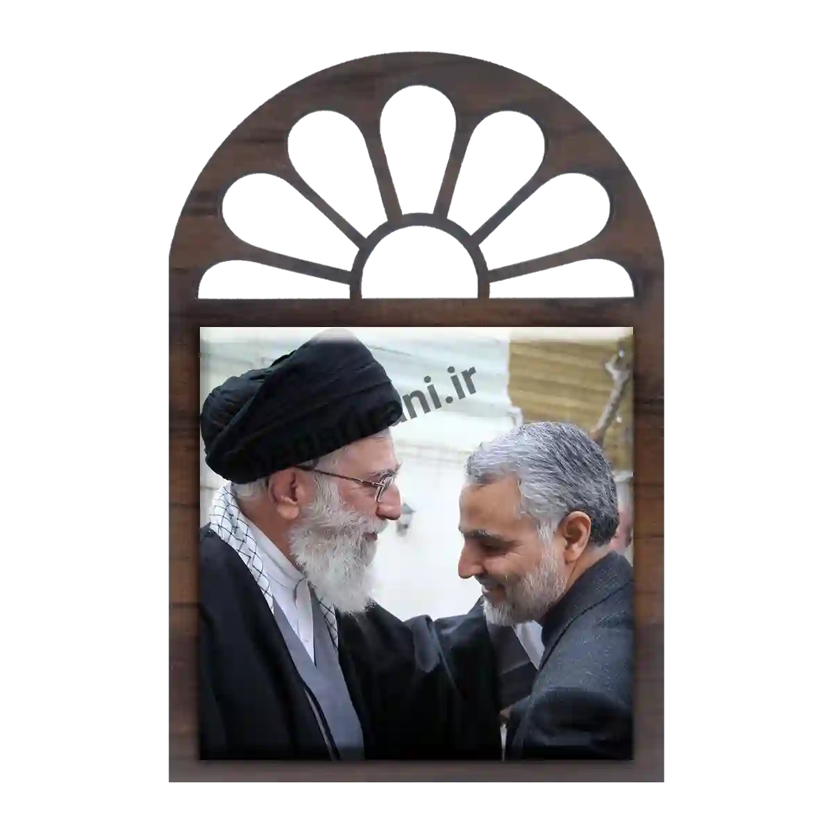 تندیس کاشی پنجره ای شهید سلیمانی و رهبری مدل 2ZG93
