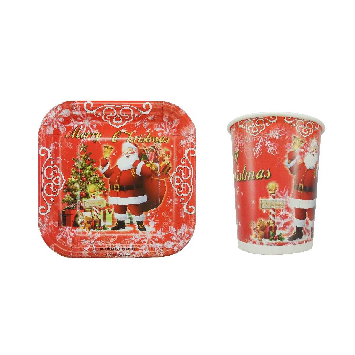 پیش دستی و لیوان یکبار مصرف مستر تم مدل کریسمس مجموعه 20 عددی