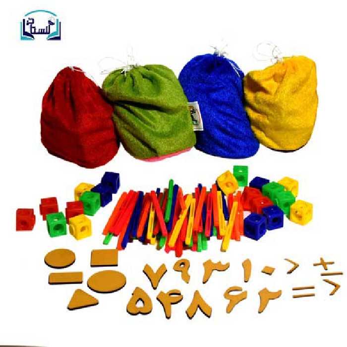 کیسه ریاضی کلاس اولی ها (شامل:چینه،چوب خط،اعداد فارسی،اشکال هندسی)،(پارچه ای) - ناشربوک | خرید آنلاین کتاب