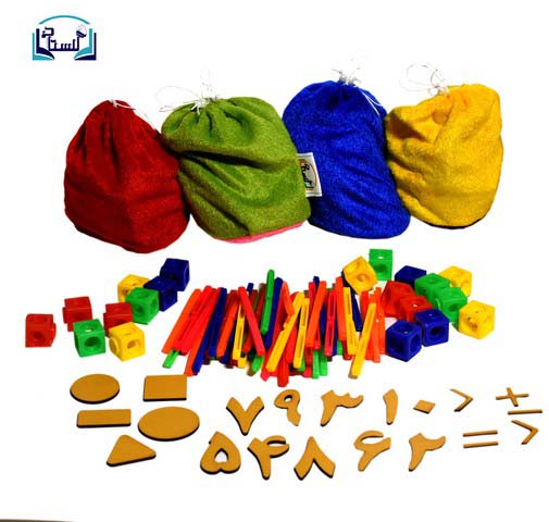 کیسه ریاضی کلاس اولی ها (شامل:چینه،چوب خط،اعداد فارسی،اشکال هندسی)،(پارچه ای) - ناشربوک | خرید آنلاین کتاب