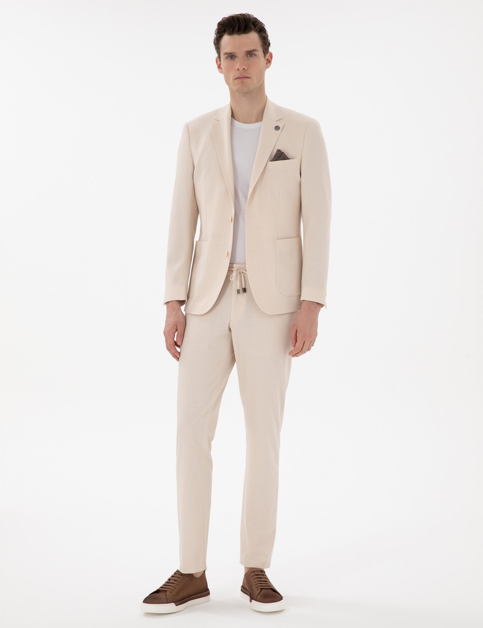 کت و شلوار مردانه بژ پیرکاردین - فروشگاه لباس شهرمون