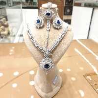 سرویس نقره ابکاری طلا نگین آبی کبود