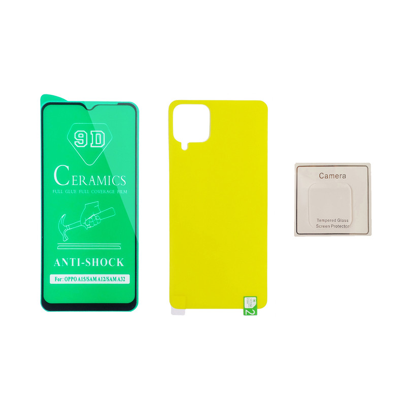 محافظ صفحه نمایش سرامیکی و پشت گوشی مدل CRG LP BPto مناسب برای گوشی موبایل سامسونگ Galaxy A12 به همراه محافظ لنز دوربین | کالا برتری