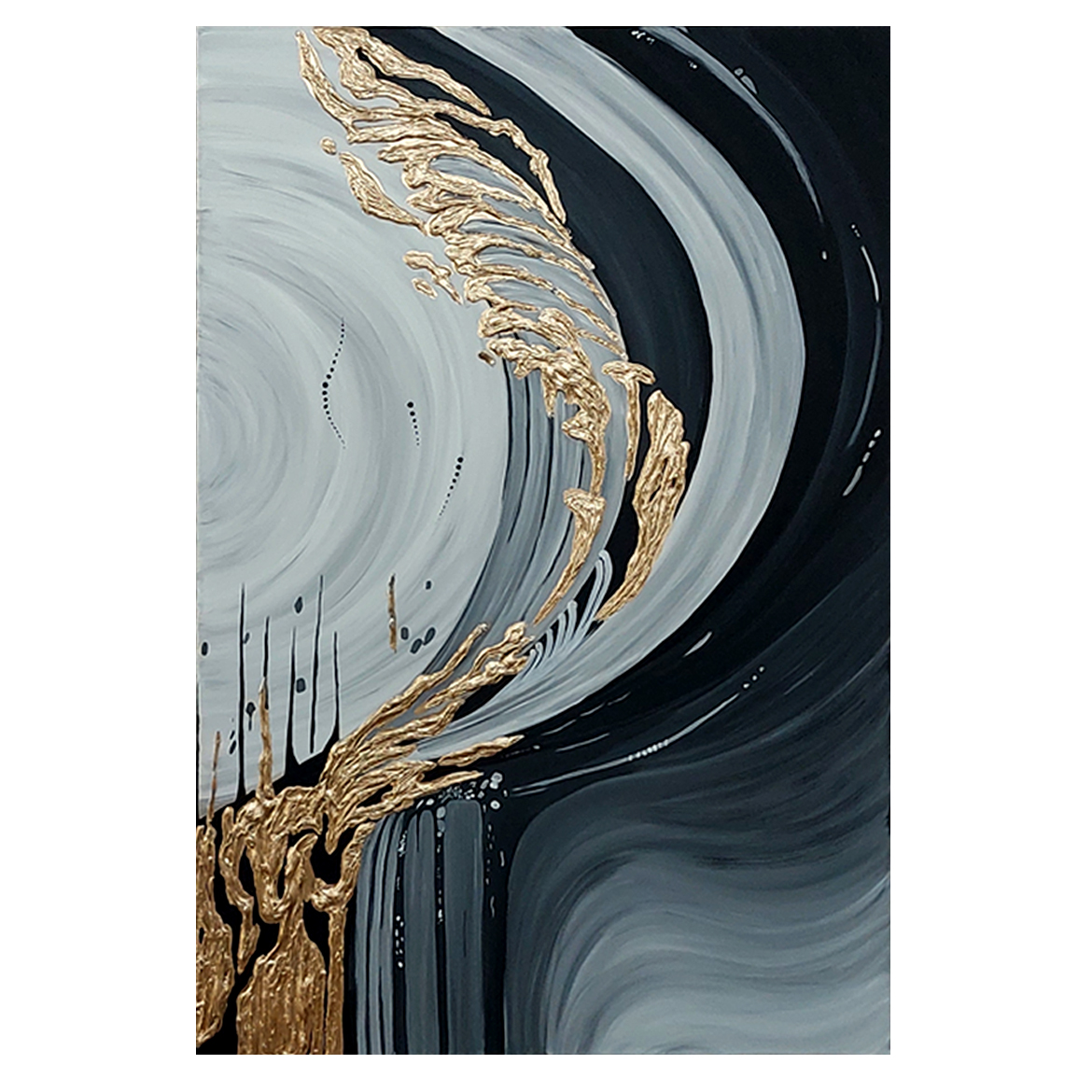 تابلو نقاشی ورق طلا طرح موج دکوراتیو برجسته کد 400